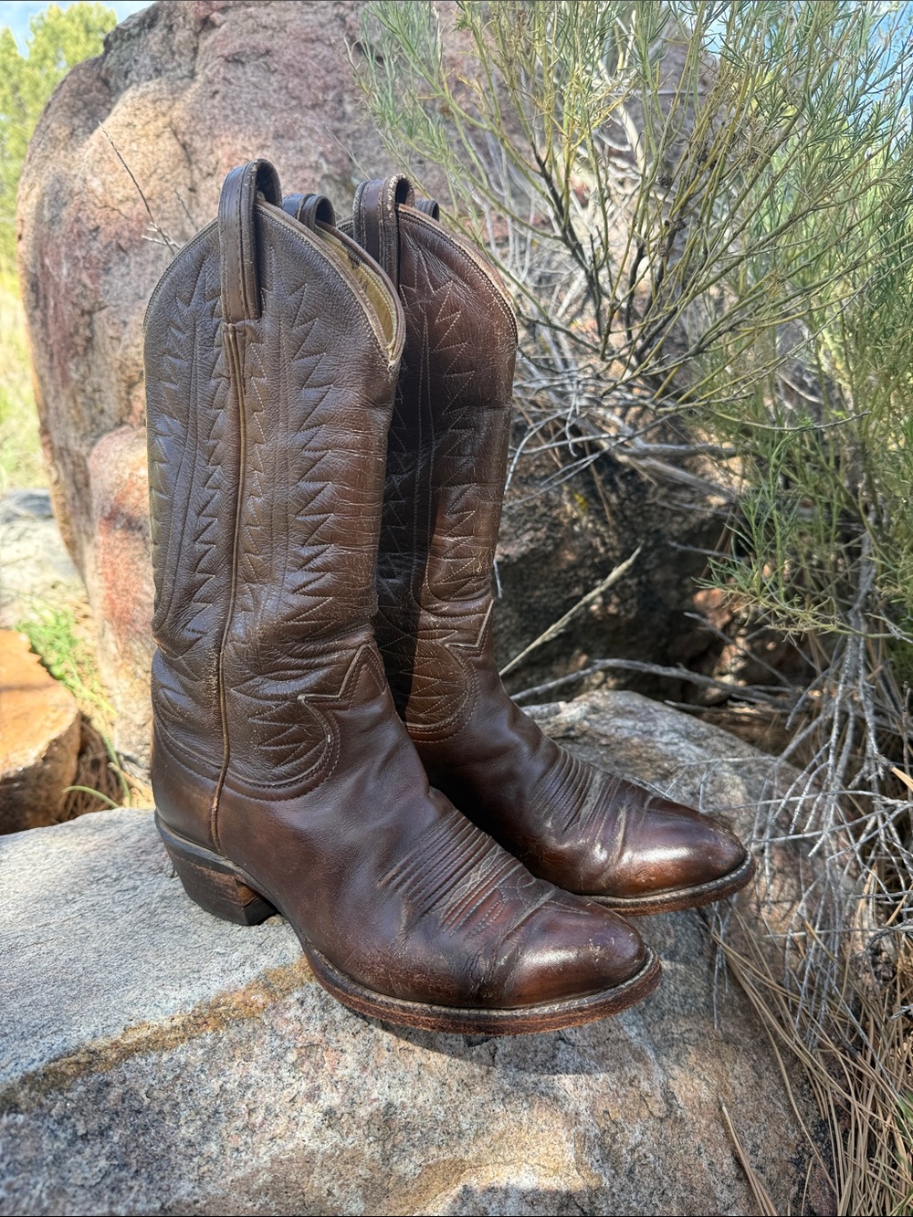 Tony Lama Women’s Brown Leather Women's Western Cowboy Boots
